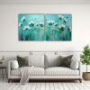 conjunto-2-lienzos-modernos-figuras-pintura-en-tela-verde-y-turquesa-flores-en-lienzo-decorativo-1