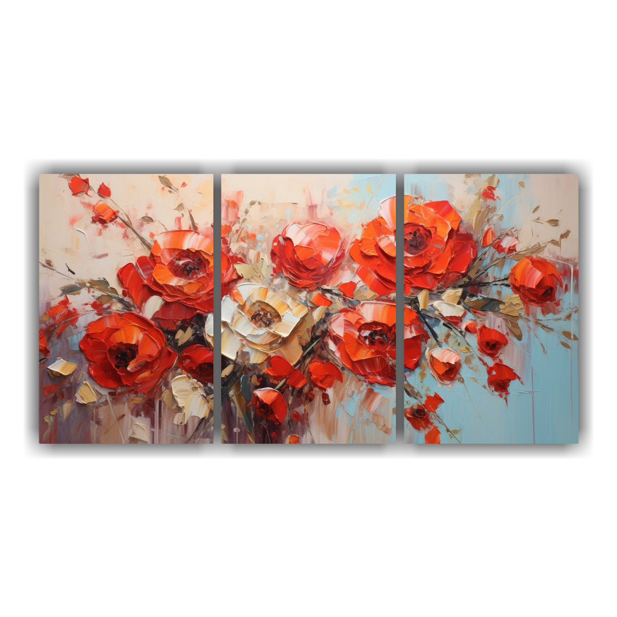 conjunto-3-telas-bastidor-moderno-oficina-rojo-y-naranja-flores-pintura-lienzo