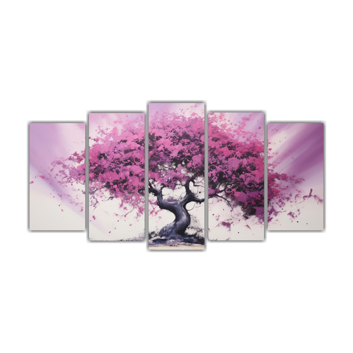 conjunto-5-cuadros-abstractos-intensidad-a-rbol-de-acacia-en-negro-y-rosa