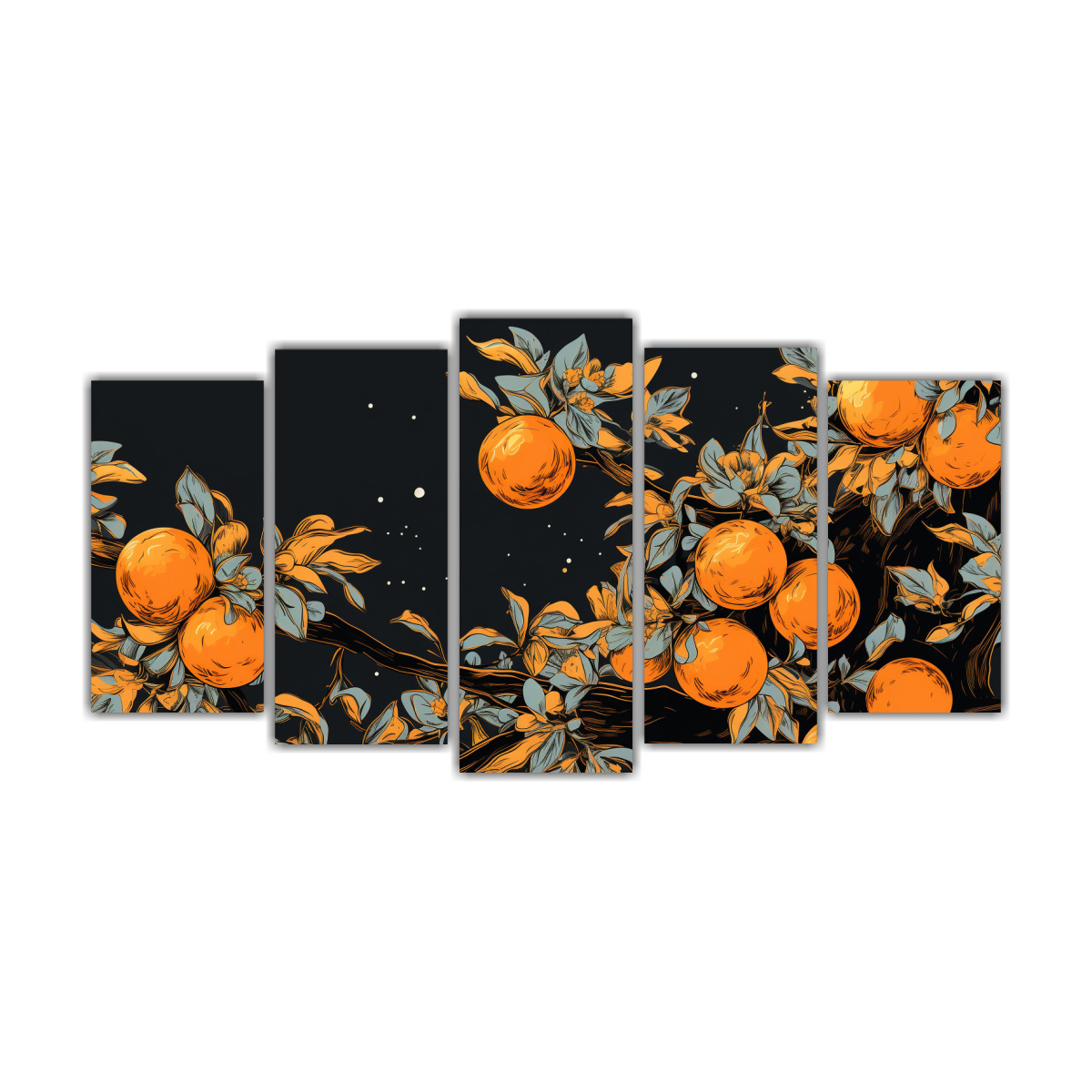 conjunto-5-cuadros-expresi-n-calma-rbol-de-naranja-en-colores-negros-atmosfera-neonoir-neo-pop