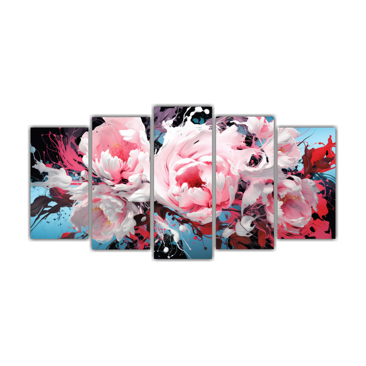 conjunto-5-cuadros-modernos-en-blanco-y-rosa-atmosfera-neonoir-estilo-decorativo-pinturas-intensas