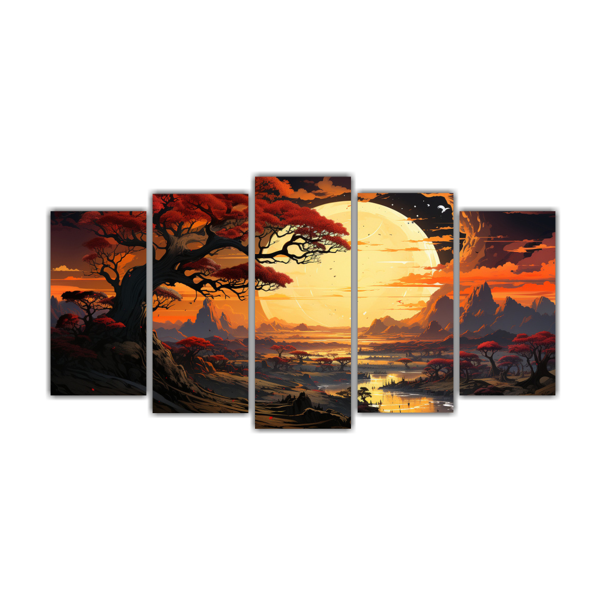 conjunto-5-cuadros-obra-maestra-rbol-de-sabana-y-desierto-en-turquesa-y-dorado-ne-pinturas-decorativas