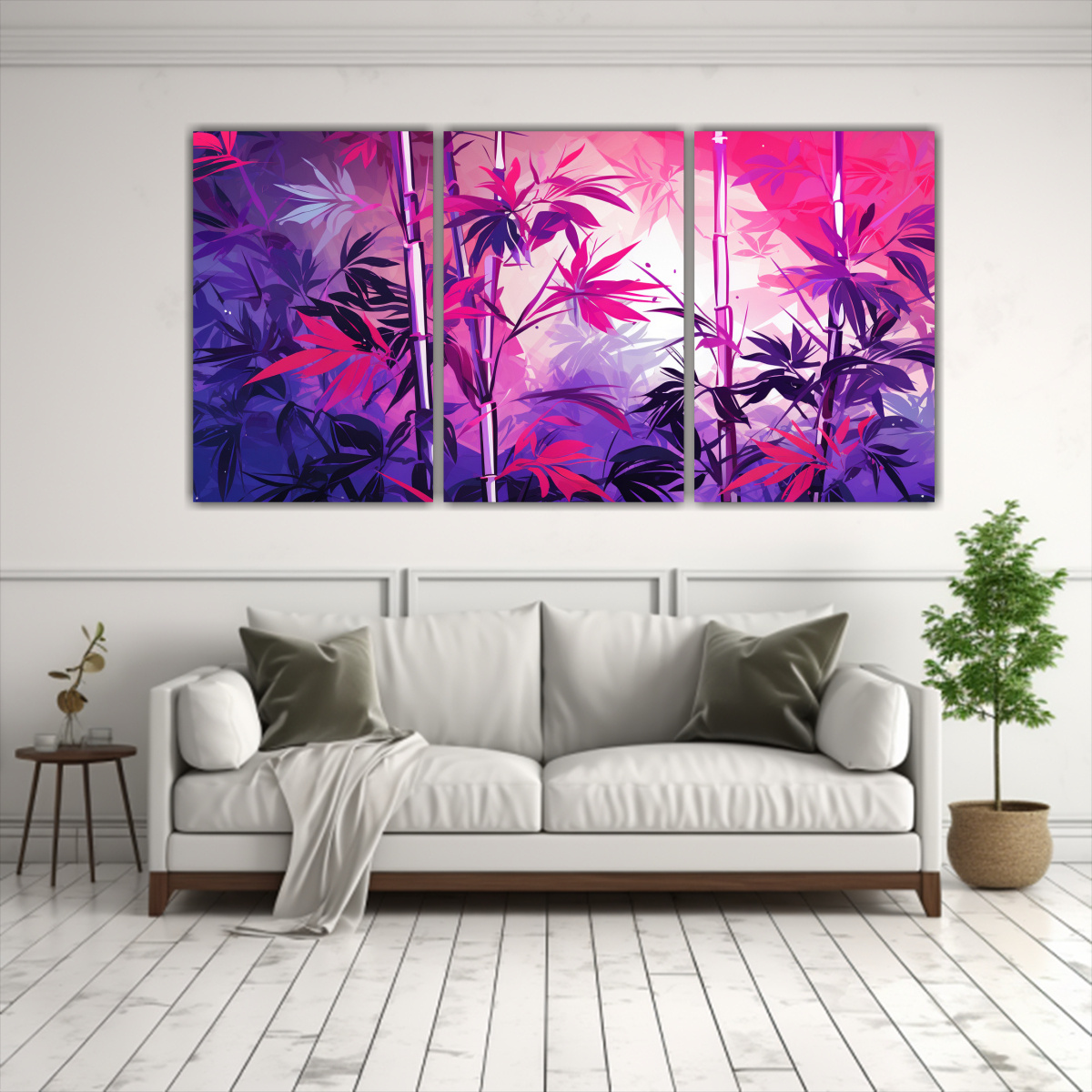 conjunto-de-3-cuadros-de-dibujo-vitalidad-con-plantas-de-bamb-en-tonos-morados-y-rosados-atmosfera-neonoir-1