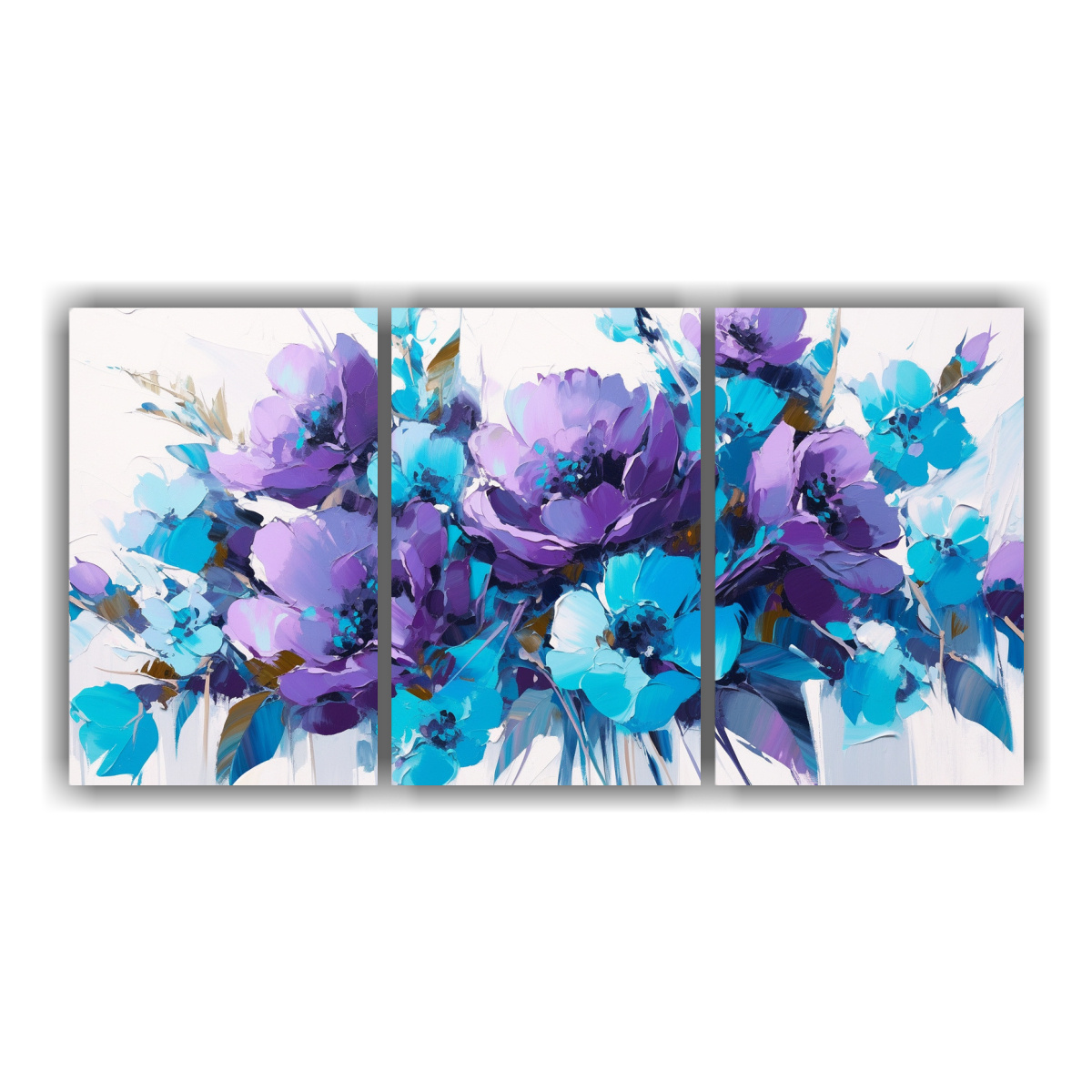 conjunto-de-3-cuadros-espectacular-living-con-flores-moradas-y-turquesas-en-lienzo