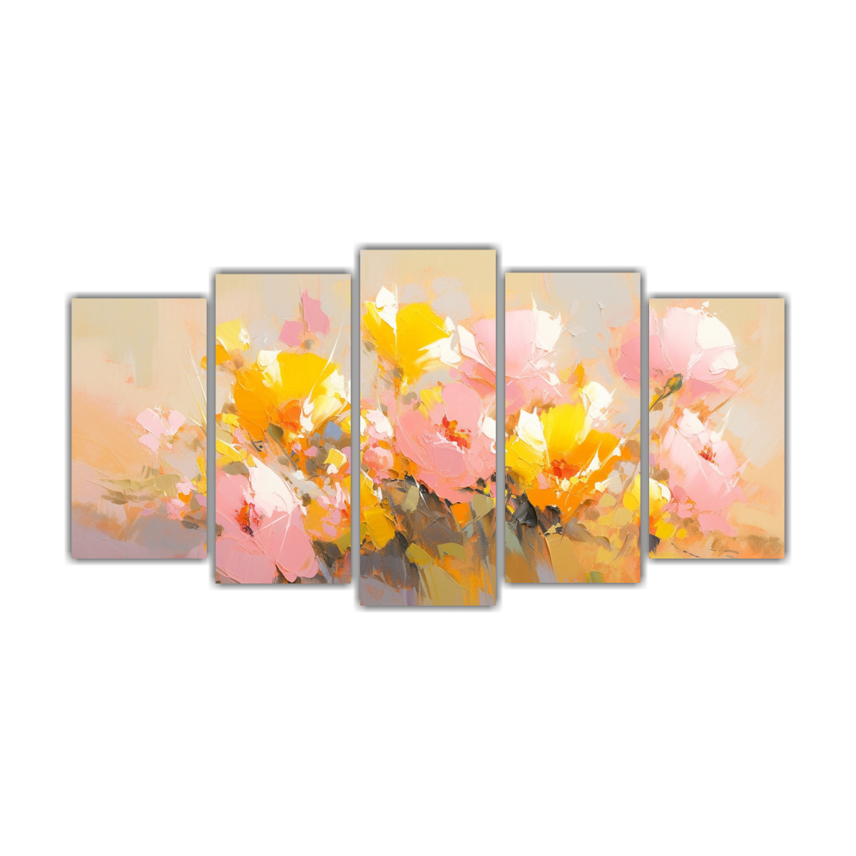 conjunto-de-5-cuadros-de-flores-amarillas-y-rosas-en-lienzo-de-decoraci-n