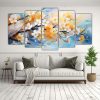 conjunto-de-5-cuadros-finas-l-neas-impactante-flor-de-cerezo-o-sakura-amarillo-y-turquesa-ab-1