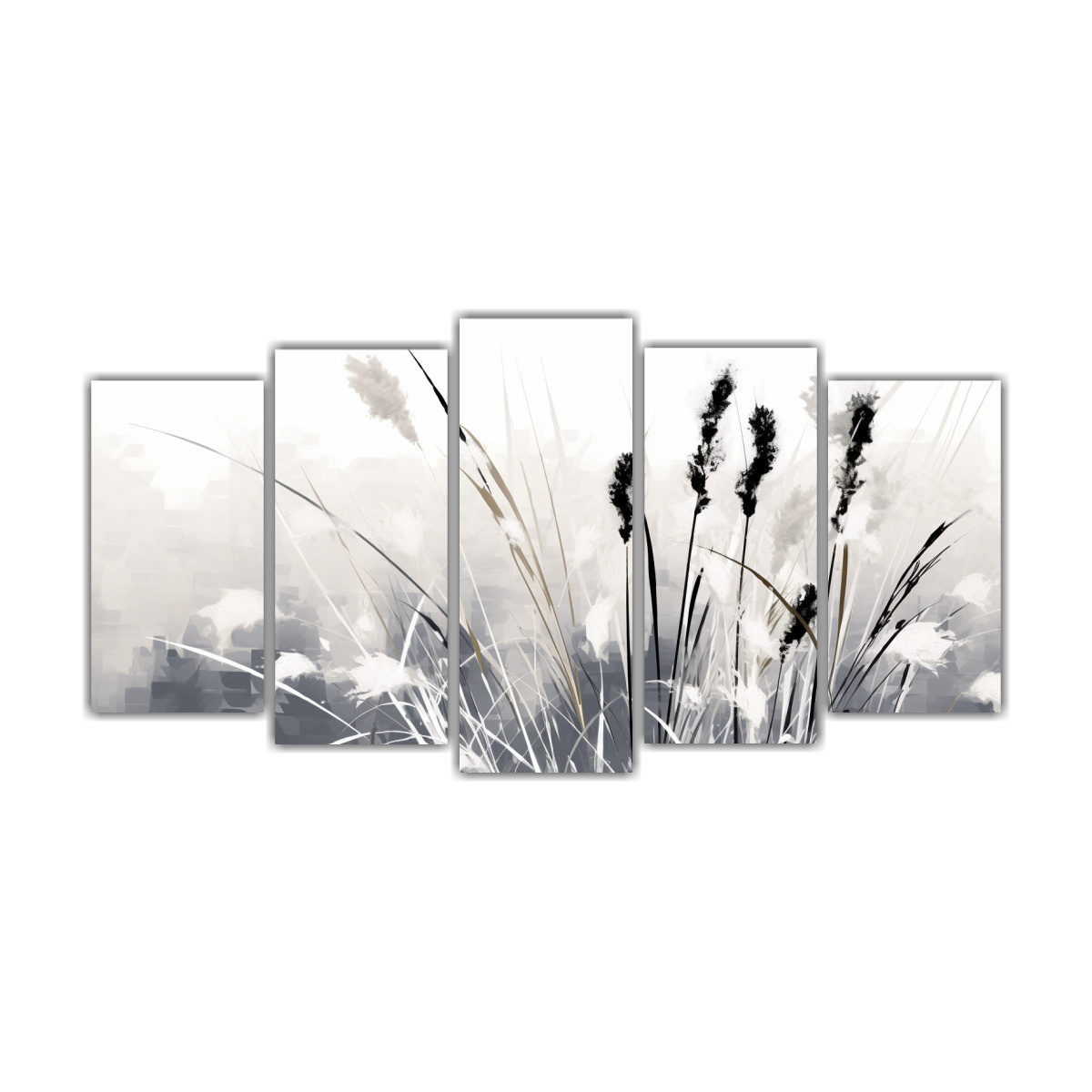 conjunto-de-5-lienzos-de-tela-abstracta-con-flor-de-juncos-en-blanco-y-negro-ambiente-neonoir