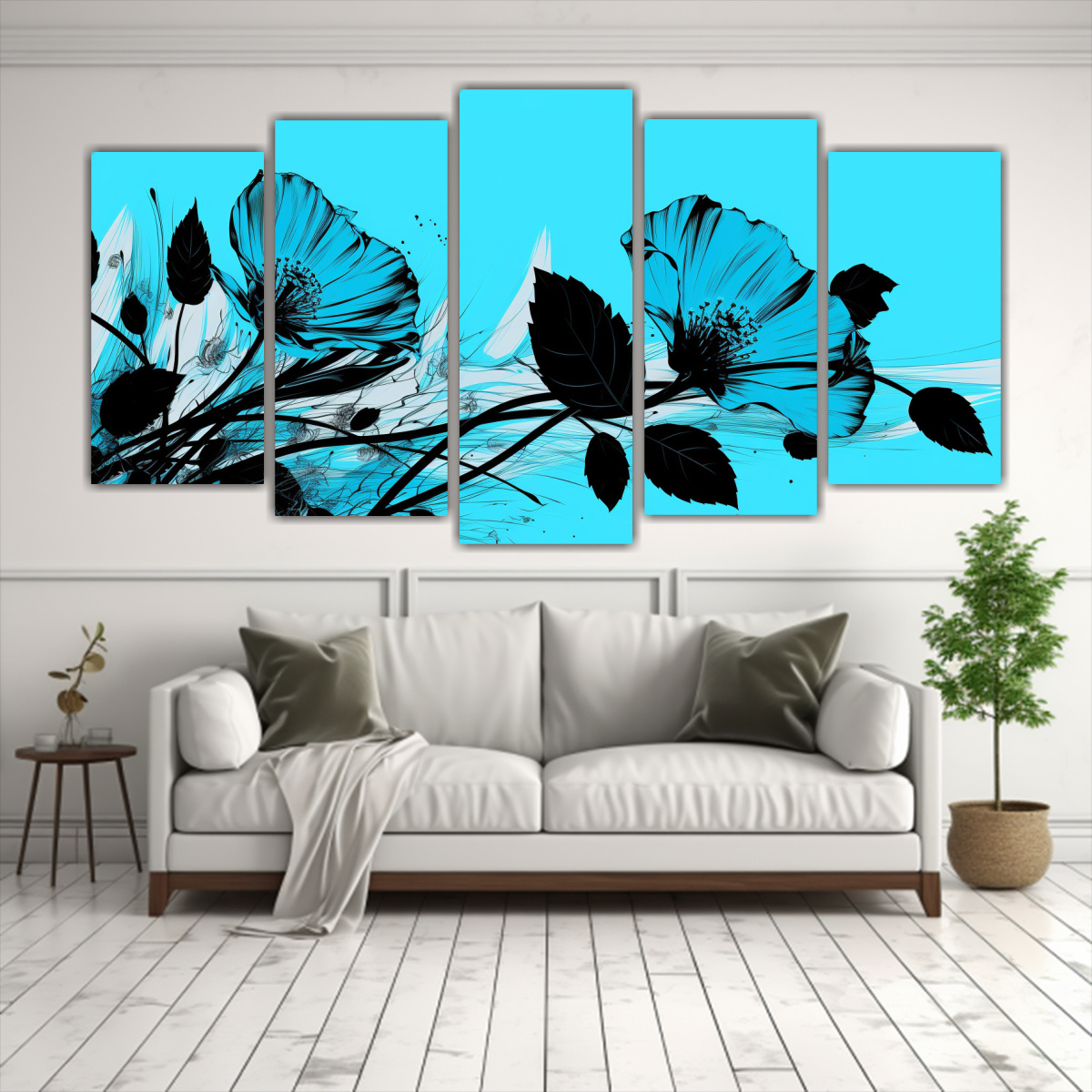 conjunto-de-5-lienzos-modernos-en-tonos-turquesa-y-negro-con-atm-sfera-neonoir-en-la-decoraci-n-del-arte-1