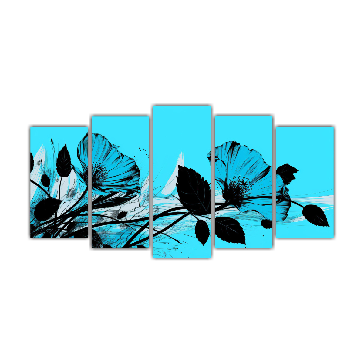 conjunto-de-5-lienzos-modernos-en-tonos-turquesa-y-negro-con-atm-sfera-neonoir-en-la-decoraci-n-del-arte