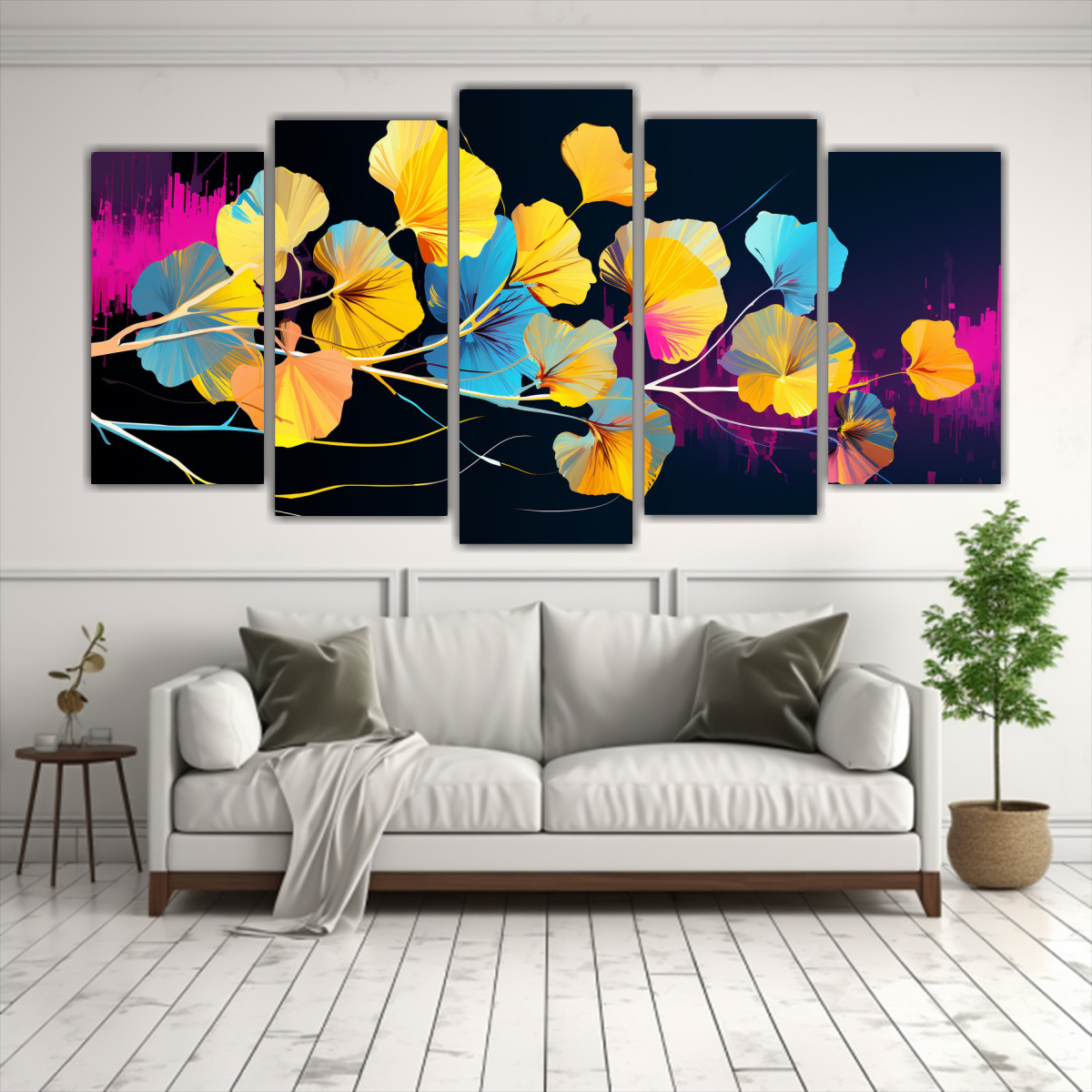 conjunto-de-5-telas-en-bastidor-para-cocina-con-un-rbol-de-lamo-tembl-n-en-colores-vibrantes-en-un-ambiente-neonoir-1