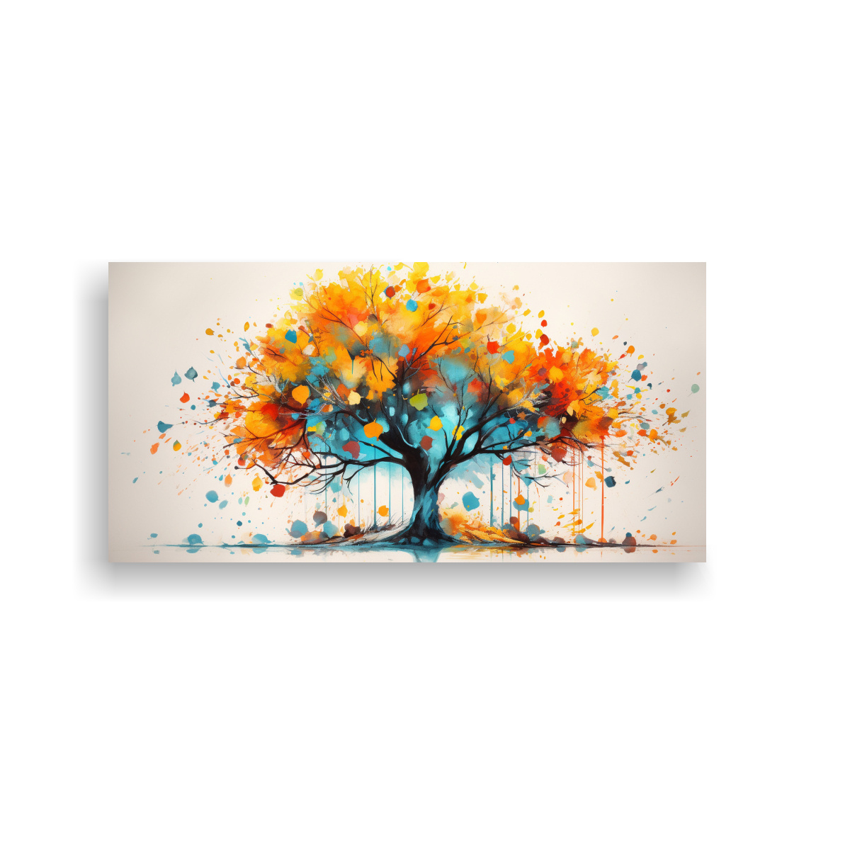 cuadro-abstracto-bonito-de-arte-de-pared-en-colores-turquesa-y-naranja-de-un-rbol-de-mango