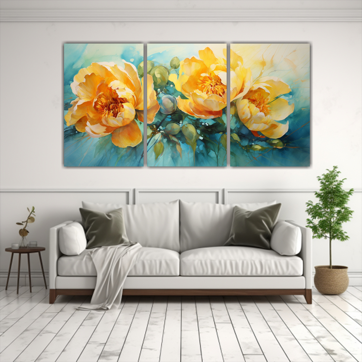 cuadro-abstracto-de-flores-peon-as-amarillas-y-turquesas-para-decoraci-n-de-sala-1