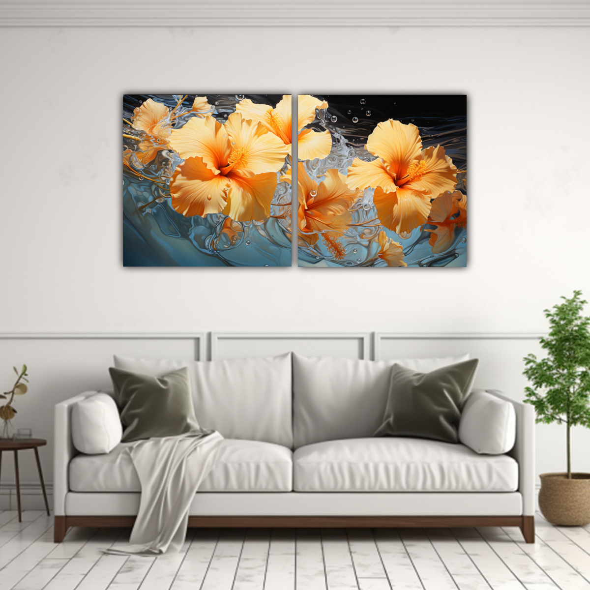 cuadro-abstracto-de-l-neas-finas-con-flores-de-hibisco-amarillo-1