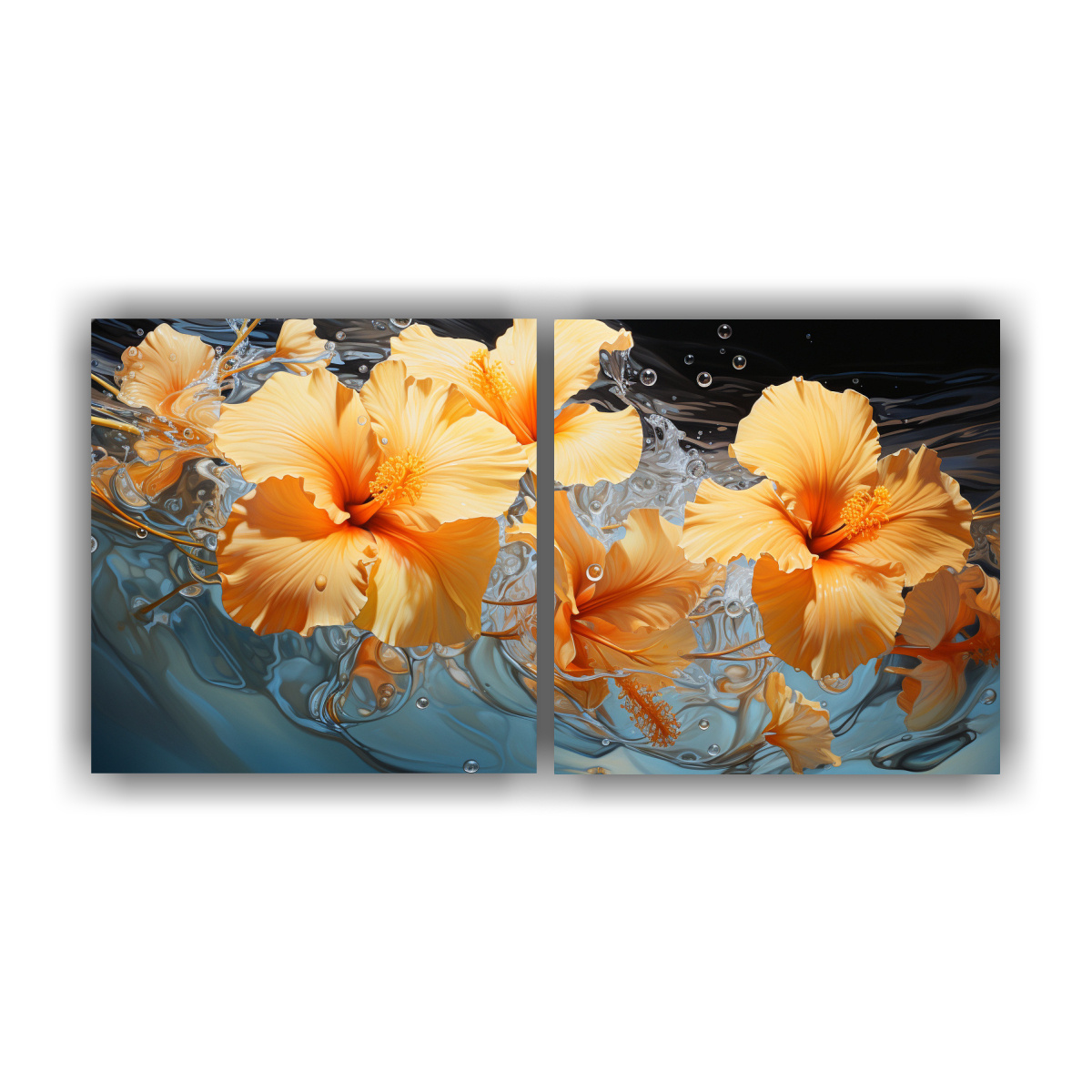 cuadro-abstracto-de-l-neas-finas-con-flores-de-hibisco-amarillo