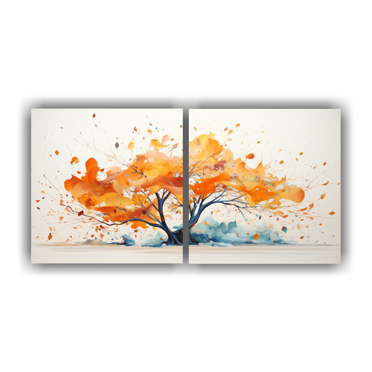 cuadro-abstracto-de-rbol-tropical-en-colores-naranjas-dos-artes-de-pared-moderno-vitalidad-a-