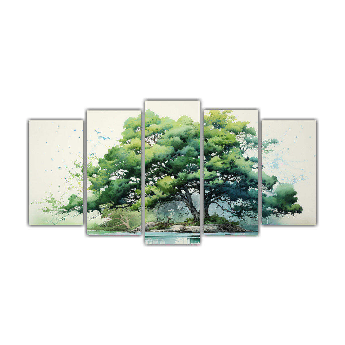 cuadro-abstracto-en-bastidor-con-cinco-telas-en-composici-n-majestuosa-en-colores-verde-cedro-y-turquesa