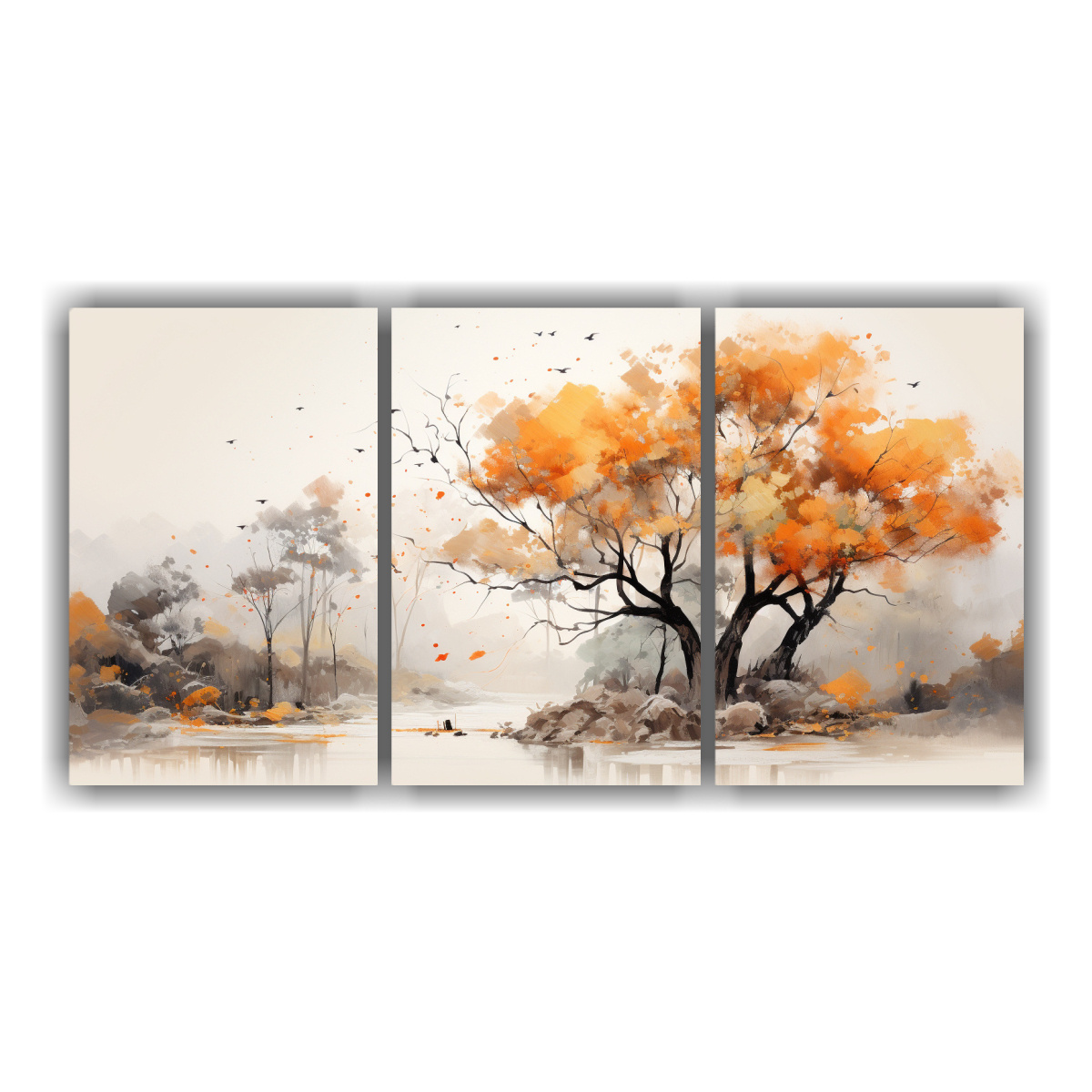 cuadro-abstracto-multicolor-de-rbol-kauri-naranja-y-negro-tres-lienzos