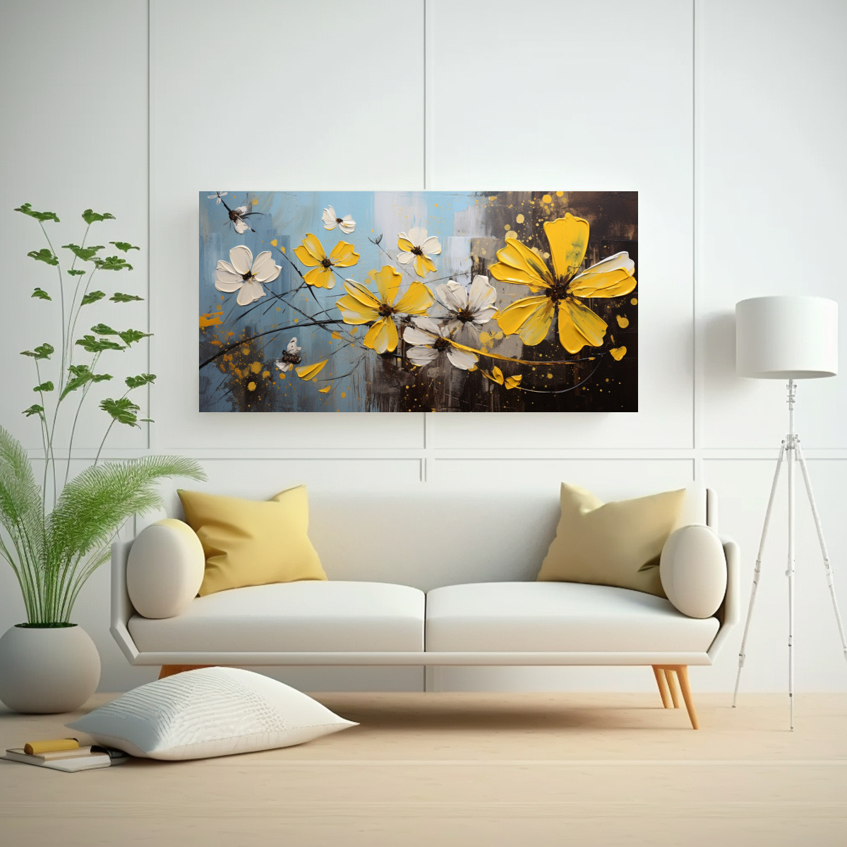 cuadro-de-flores-amarillas-y-negras-en-lienzo-decoraci-n-con-figuras-creativas-1