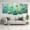 cuadro-de-pared-ba-o-flores-verdes-y-cian-set-5-artes-horizontales-1