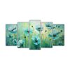 cuadro-de-pared-ba-o-flores-verdes-y-cian-set-5-artes-horizontales