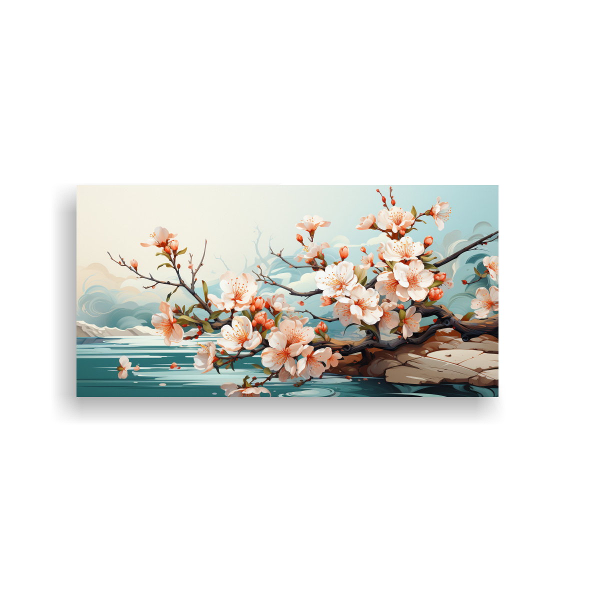 cuadro-de-pared-inspirador-un-melocotonero-en-colores-verdes-atm-sfera-neonoir-neo-pop-