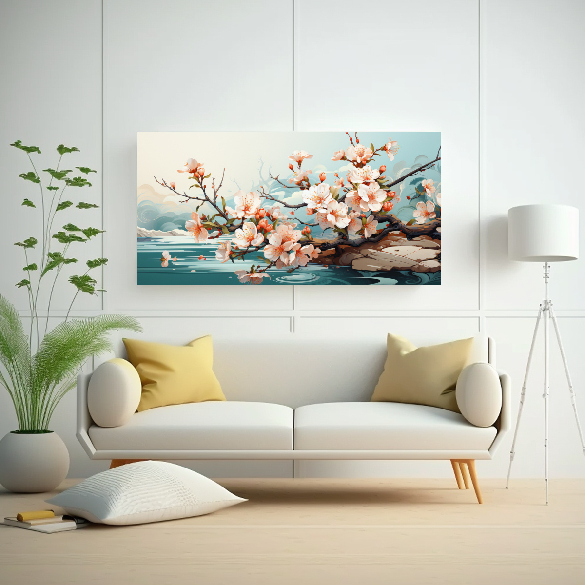 cuadro-de-pared-inspirador-un-melocotonero-en-colores-verdes-atm-sfera-neonoir-neo-pop-1-1