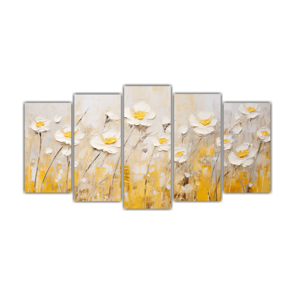 cuadro-floral-amarillo-y-blanco-sobre-lienzo-de-tela-juego-de-5-