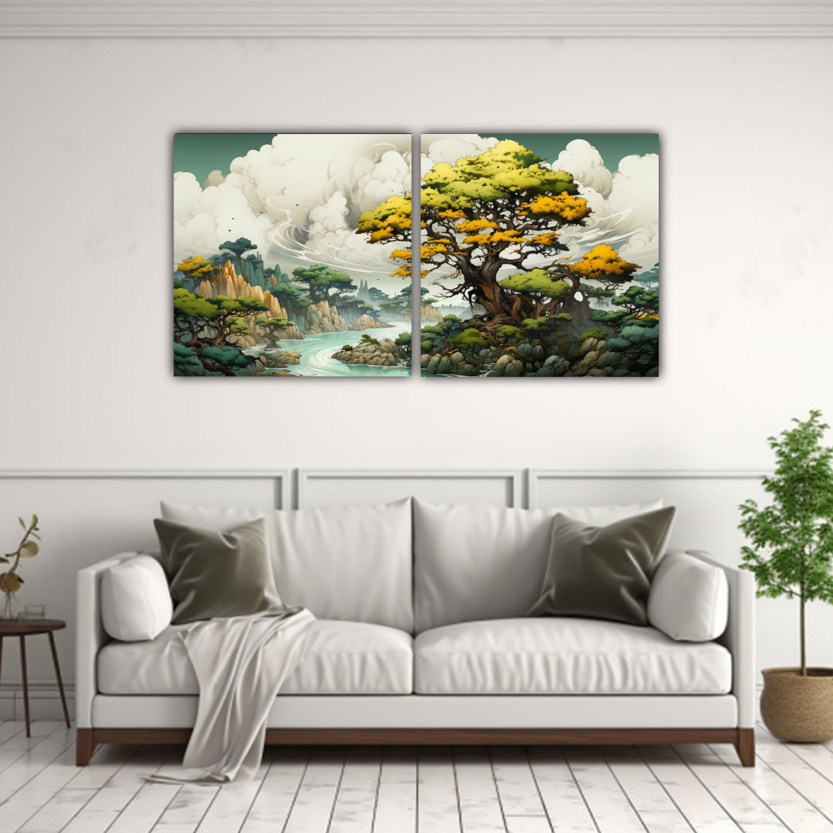 cuadro-juvenil-lienzos-modernos-de-un-rbol-de-enebro-en-amarillo-y-verde-atm-sfera-neonoir-1