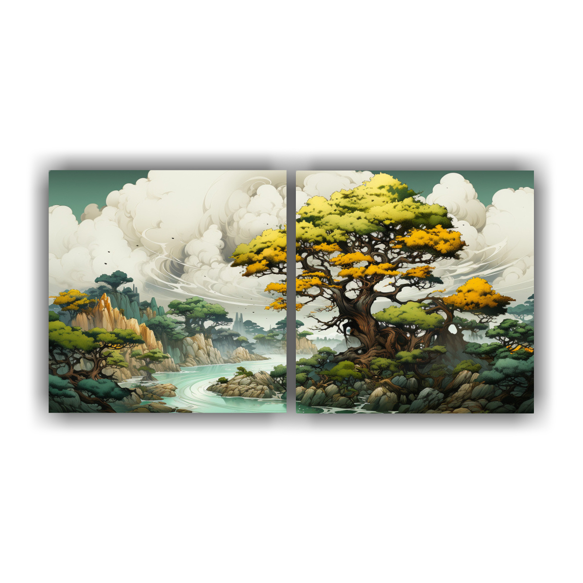 cuadro-juvenil-lienzos-modernos-de-un-rbol-de-enebro-en-amarillo-y-verde-atm-sfera-neonoir