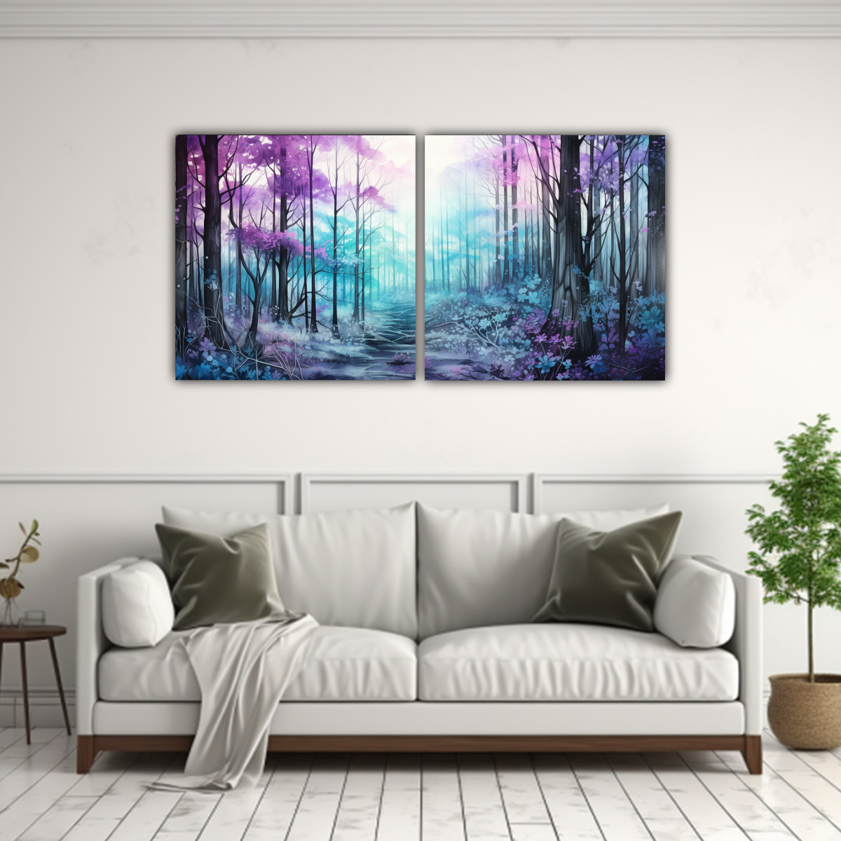 cuadro-moderno-paisaje-de-bosque-en-colores-morado-y-turquesa-1