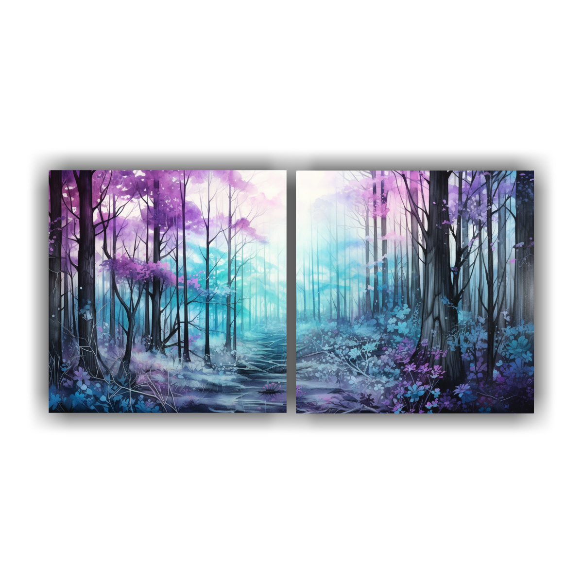 cuadro-moderno-paisaje-de-bosque-en-colores-morado-y-turquesa