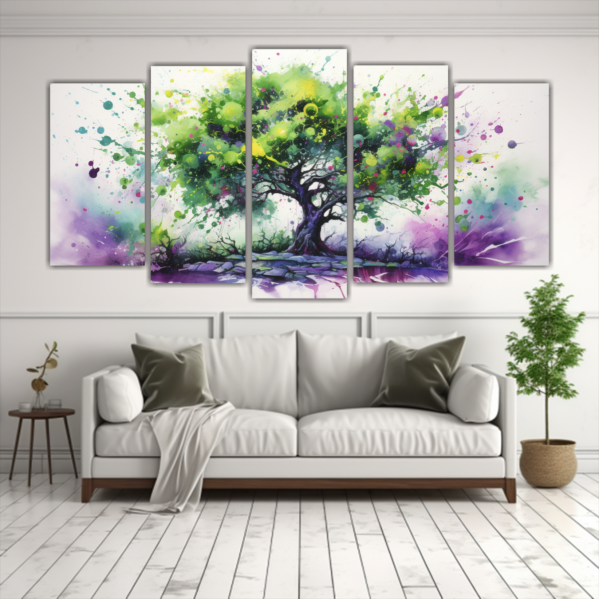 cuadro-moderno-relieve-de-un-rbol-de-manzana-en-colores-verde-y-morado-1