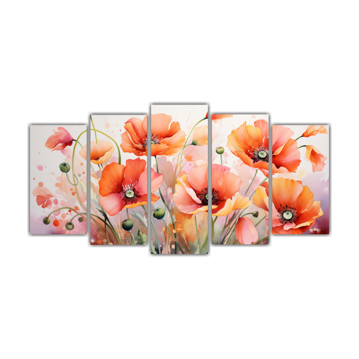 cuadro-pared-alegre-con-flores-abstractas-amapolas-en-naranja-y-rosa