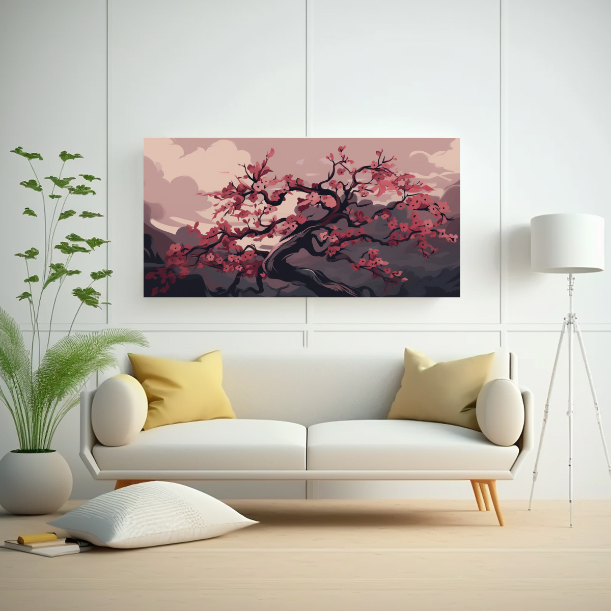 cuadro-tema-espacio-con-un-cerezo-en-colores-apagados-neonoir-ambiente-neo-pop-1