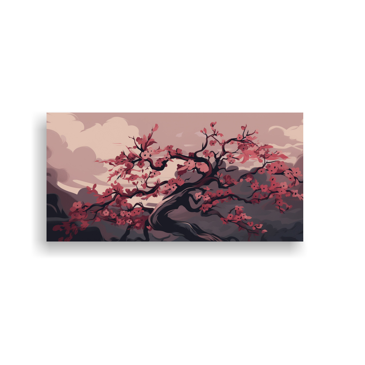 cuadro-tema-espacio-con-un-cerezo-en-colores-apagados-neonoir-ambiente-neo-pop