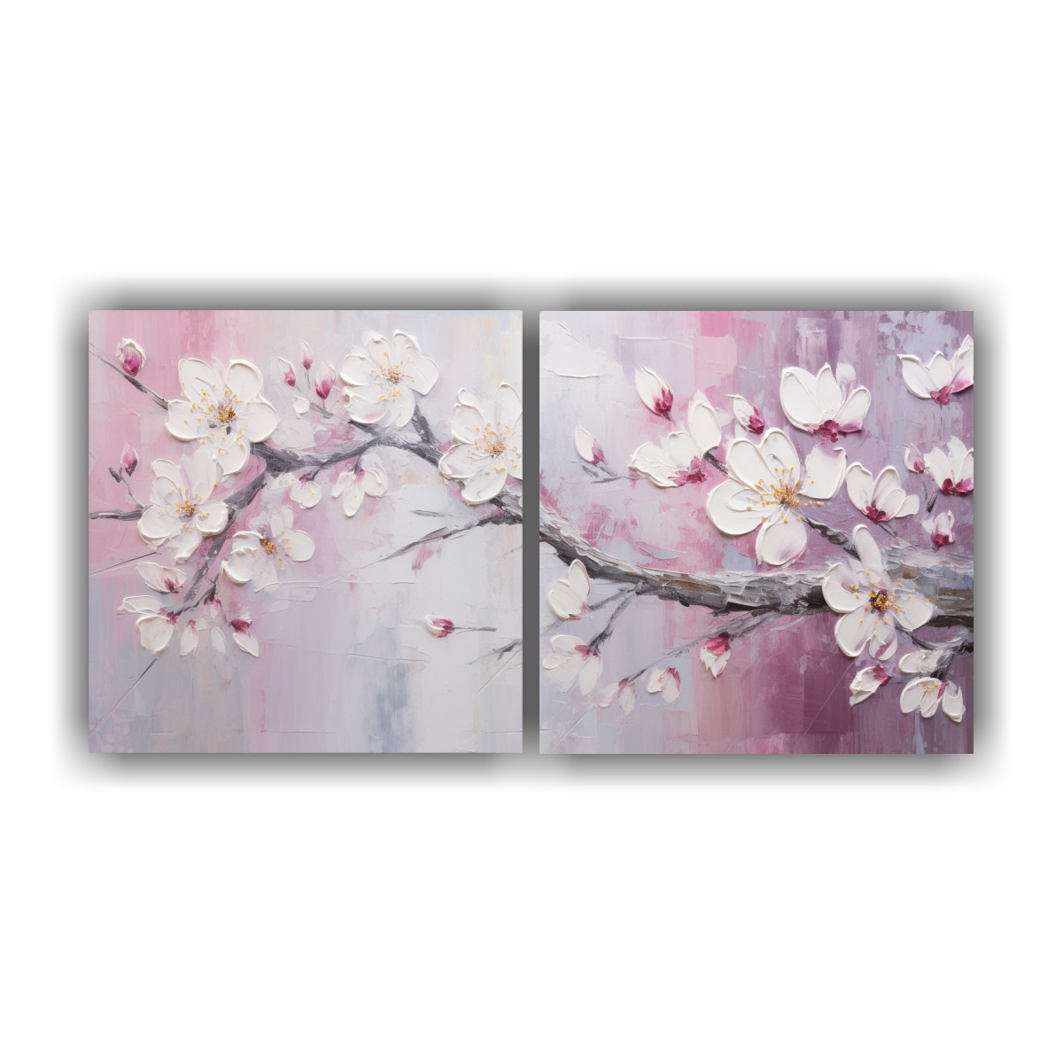 cuadros-creativa-reflejo-en-blanco-y-rosa-con-flores-pintadas-en-lienzo