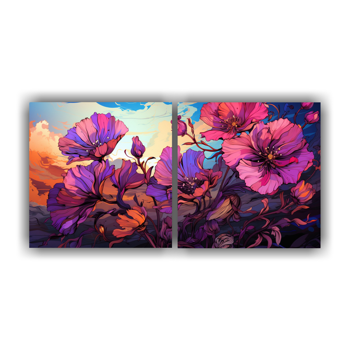 cuadros-cuadro-sim-trica-de-hierbas-de-cal-ndula-en-tonos-p-rpura-ambiente-neonoir-neo