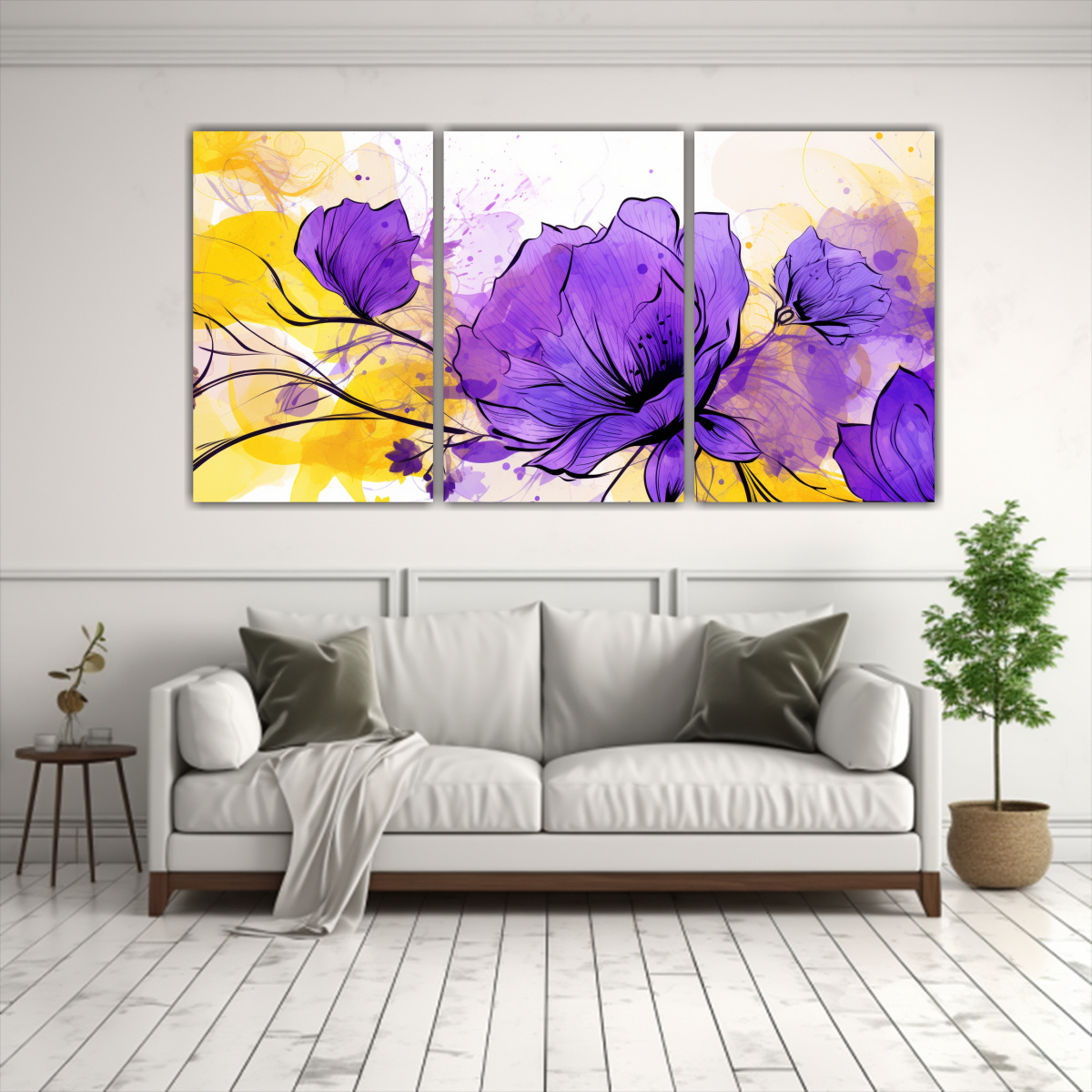 cuadros-decorativos-amarillo-y-morado-para-living-con-estilo-neonoir-en-tres-cuadros-espectaculares-1