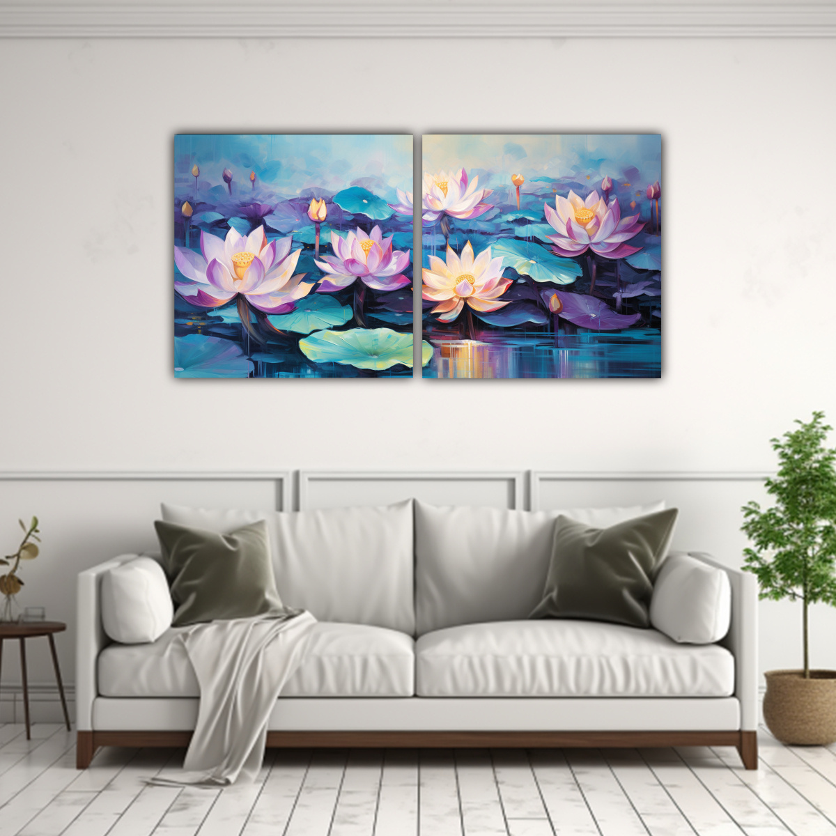 cuadros-decorativos-con-relieve-de-flores-de-loto-en-tonos-p-rpura-y-turquesa-1