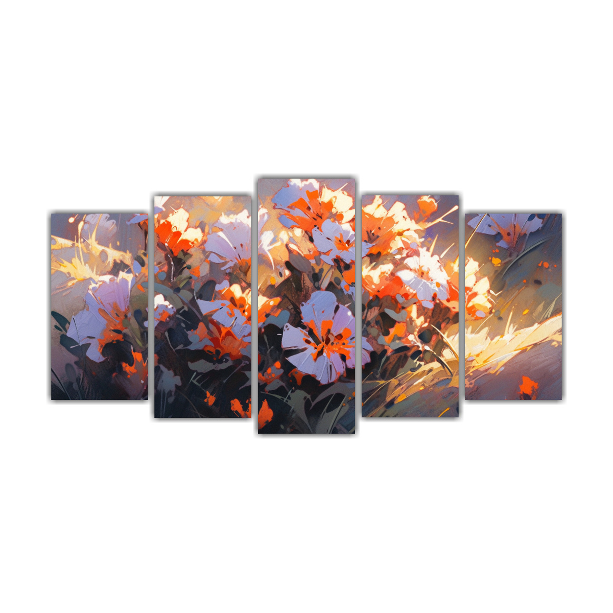 cuadros-modernos-equilibrio-visual-pintura-flores-morado-y-naranja-en-lienzo