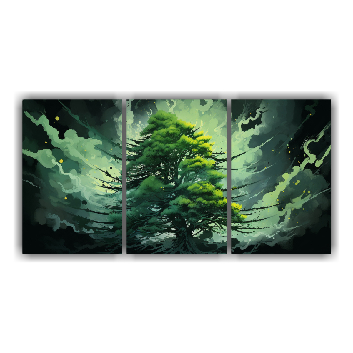cuadros-modernos-poca-a-rbol-de-secuoya-en-verde-y-negro-neonoir-atmosph
