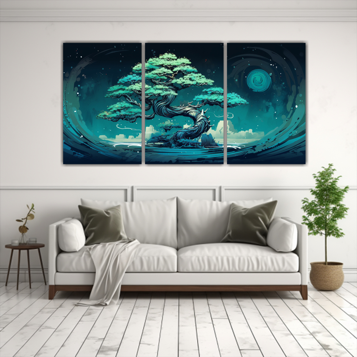 decoraci-n-de-pinturas-de-tres-composiciones-de-un-rbol-bons-i-de-abeto-en-colores-turquesa-y-azul-en-estilo-neonoir-1