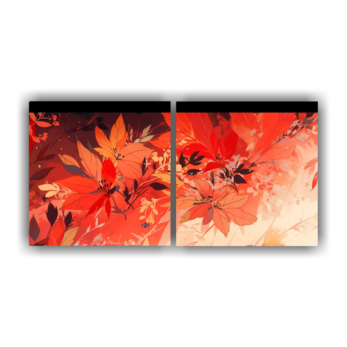 dos-cuadros-de-canvas-horizontal-motivo-rojo-y-naranja-ambiente-neonoir-en-el-estilo-de-pinturas-decorativas