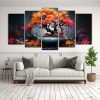 forma-mural-lienzo-set-5-fucsia-bonsai-en-amarillo-y-rojo-ambiente-neonoir-1