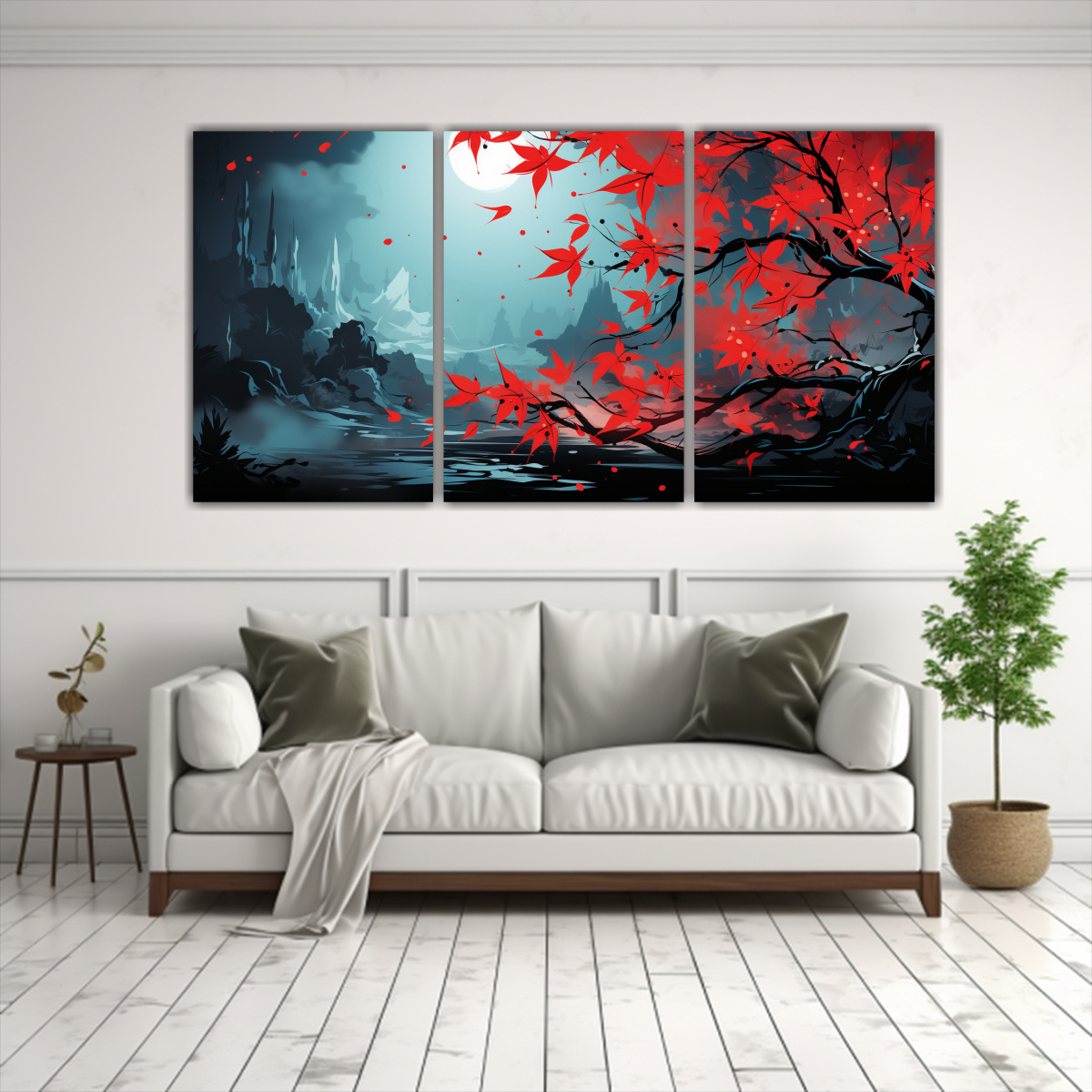 juego-3-pinturas-dise-o-perspectiva-hojas-de-bamb-en-rojo-y-negro-atmosfera-neonoir-1