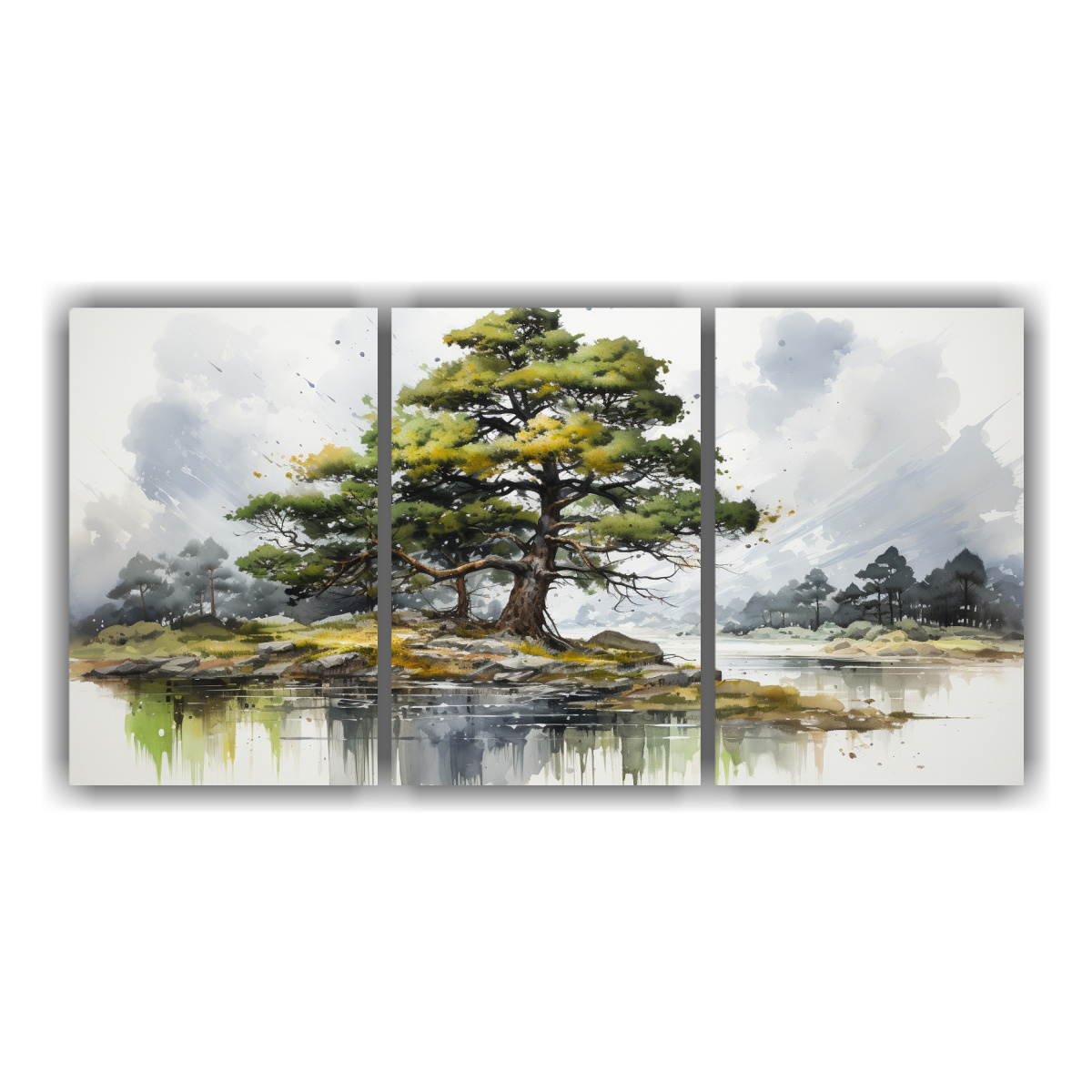 juego-de-3-cuadros-coloridos-de-un-pino-escoc-s-pintura-abstracta-acuarela