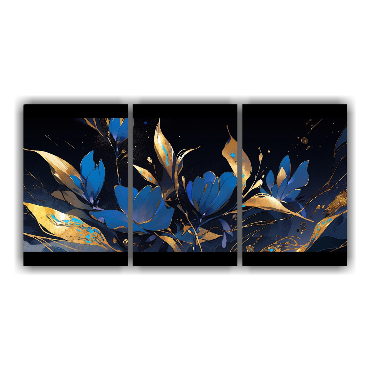 juego-de-3-lienzos-de-tela-en-tonos-dorados-y-azules-con-atmosfera-neonoir-y-estilo-de-pinturas-decorativas-exuberantes