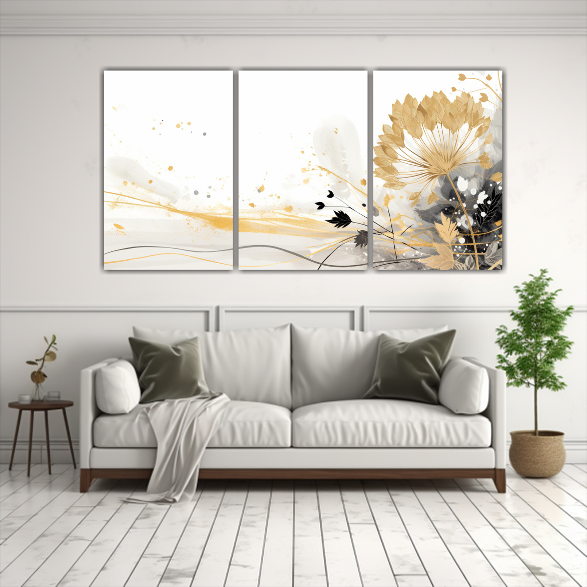 juego-de-3-telas-en-bastidor-fotograf-a-resistente-cilantro-en-colores-blanco-y-oro-con-atmosfera-neonoir-1