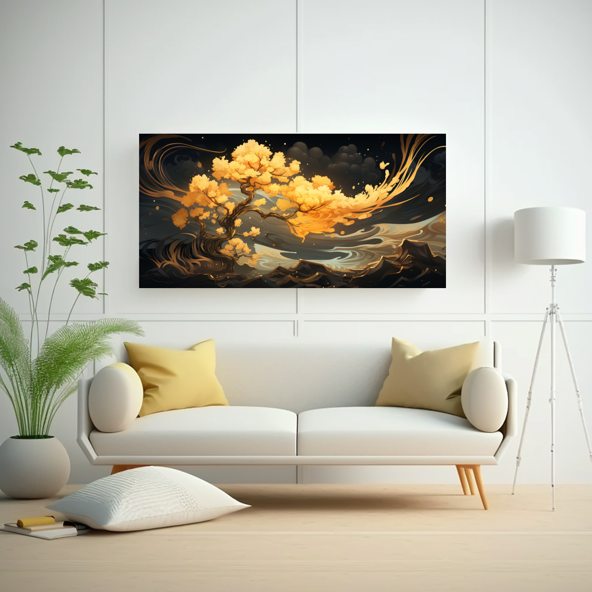 lienzo-dise-o-adorno-rbol-de-cipr-s-en-colores-dorados-atmosfera-neonoir-neo-pop-1