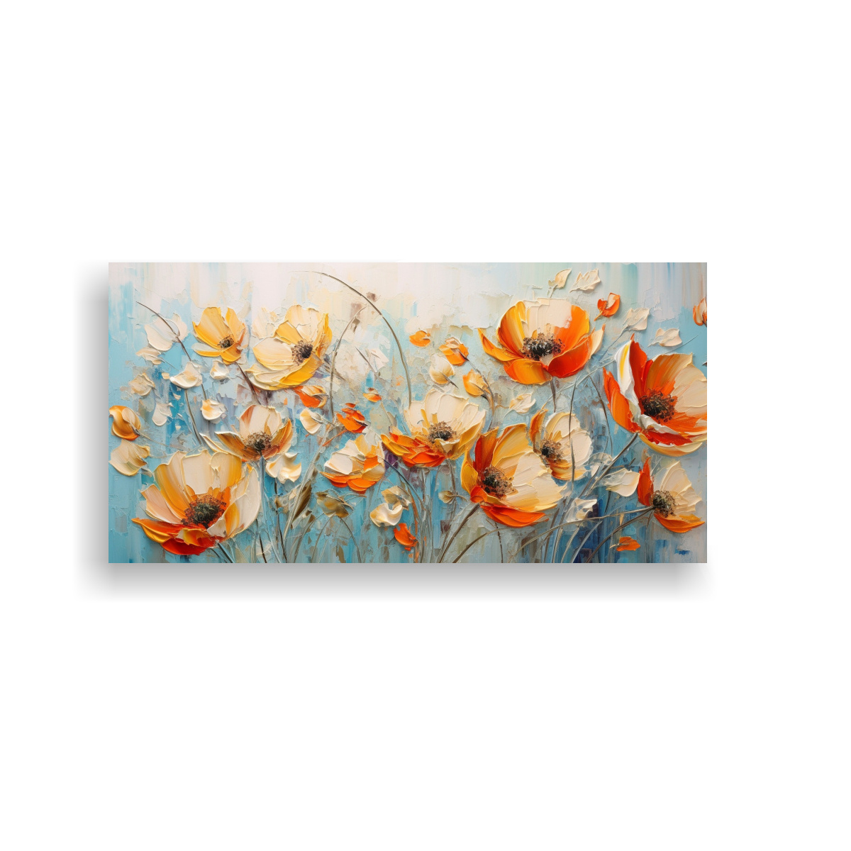 lienzo-estilo-galeria-fantasia-flores-en-naranja-y-azul-en-pintura-sobre-lienzo